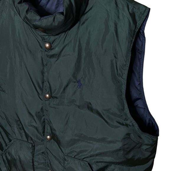 Polo Ralph Lauren Reversible Down Puffer Vest Navy Green Mens Large - Picture 5 of 7
